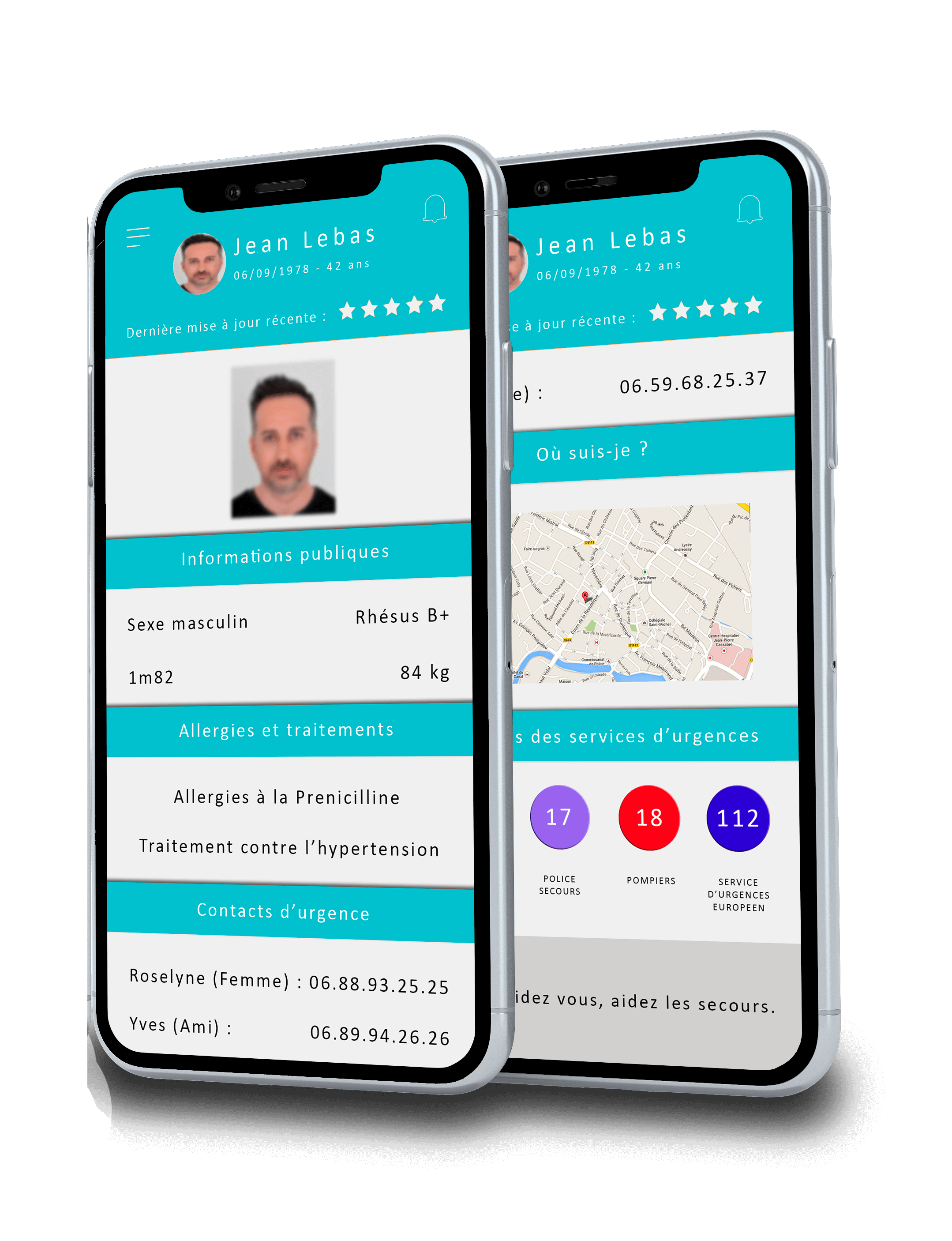 Page de profil sur un smartphone